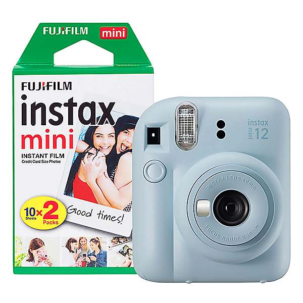 FUJIFILM INSTAX MINI 12 Instant Film Camera |Pastel Blue Bundled with  INSTAX Mini Instant Film |20 Exposures + Instax 8-in-1 Caiul Bundle + Varta  AA