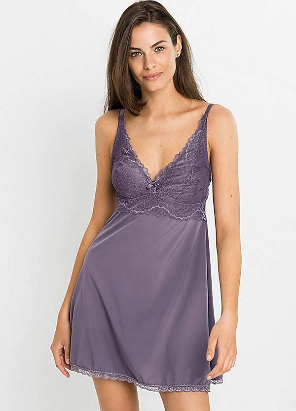 Glossy Lace Cup Negligee