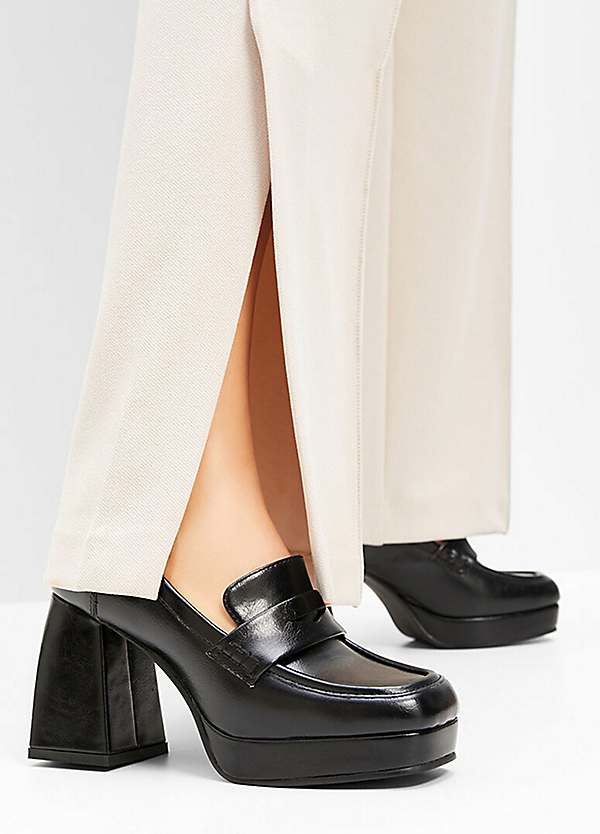 Ladies heeled loafers best sale