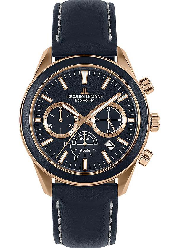 Jacques Lemans Eco Power Solar Chronograph Vegan Strap Rose Gold