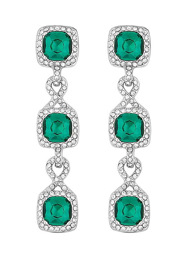 Jon Richard Silver Plated Emerald Green Infinity Earrings