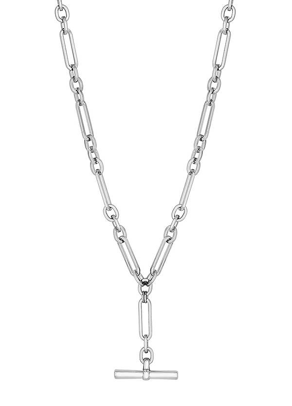 T bar deals silver necklace