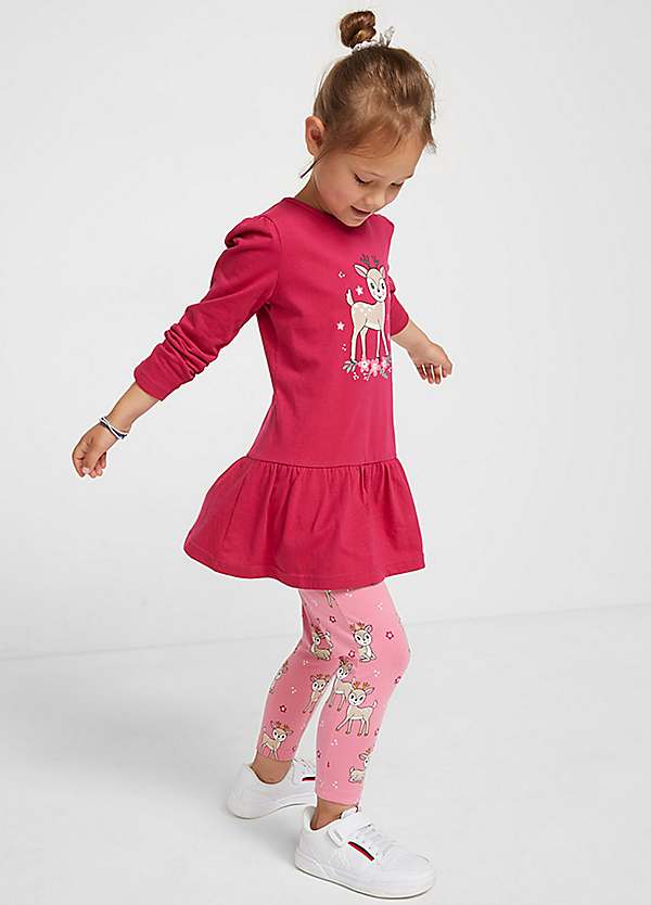 Kids Summer Dress, Leggings & Head Scarf Set by bonprix