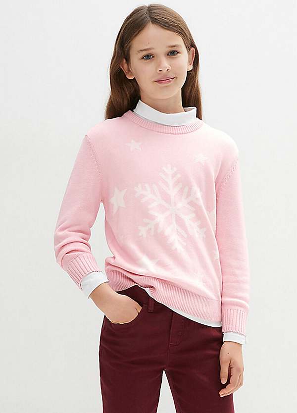 Pink hot sale snowflake jumper