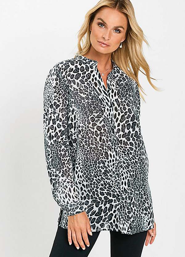 animal print chiffon top