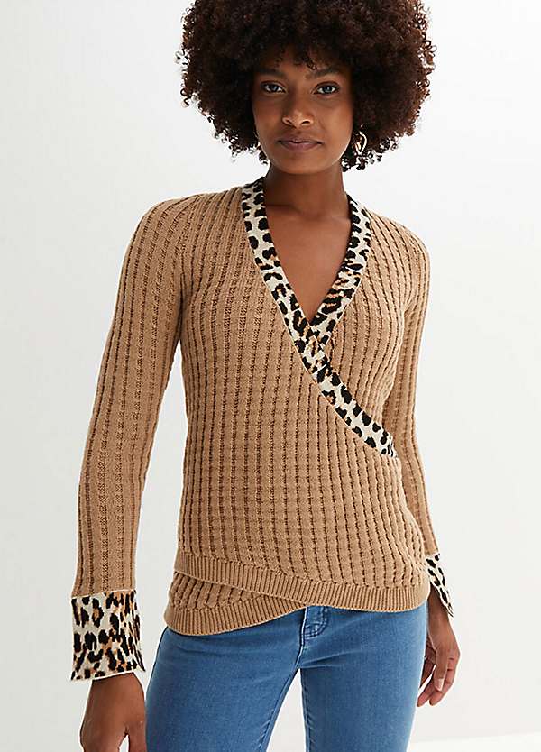 V neck 2024 leopard print jumper