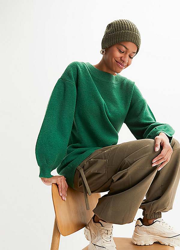 Green balloon sleeve jumper hotsell