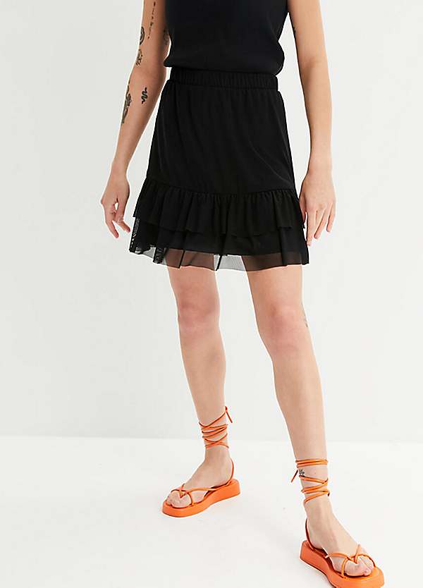 Black ruffle skater on sale skirt