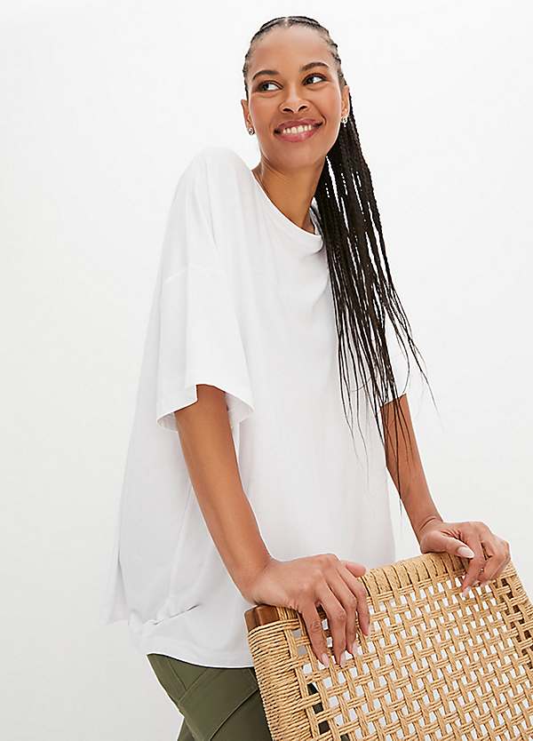 Oversized Boat Neck Viscose T-Shirt by bonprix | bonprix