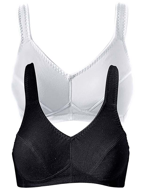 Buy Black/White Cotton Rich Bandeau Bras 2 Pack from the Next UK