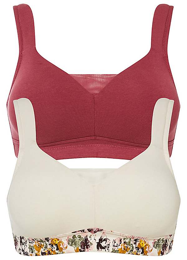 Pack of 2 Non Wired Cotton Bras by bonprix