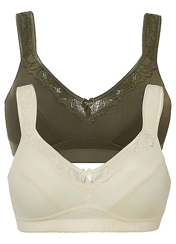 Pack of 2 Non-Wired Support Bras by bonprix