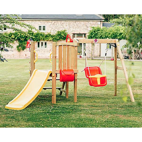 Plum wooden swing and sales slide set