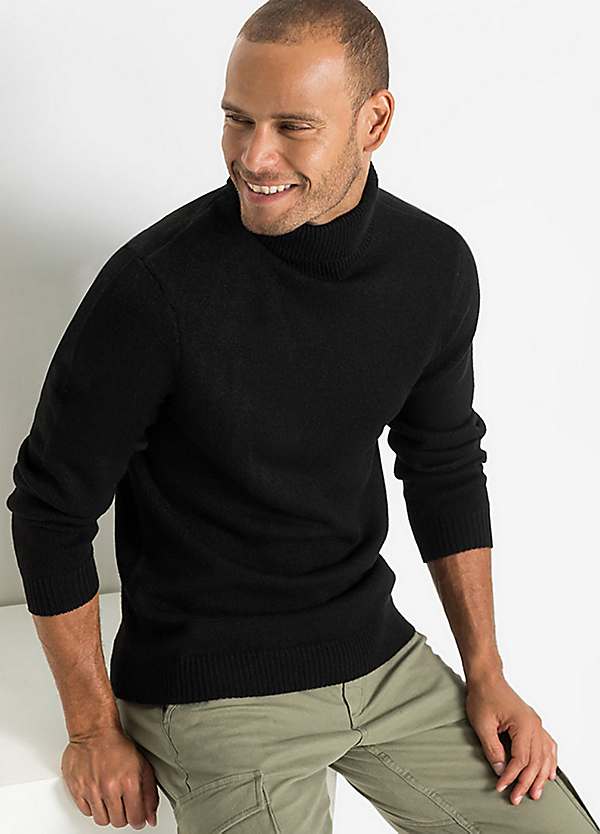 Grey ribbed polo neck clearance jumper