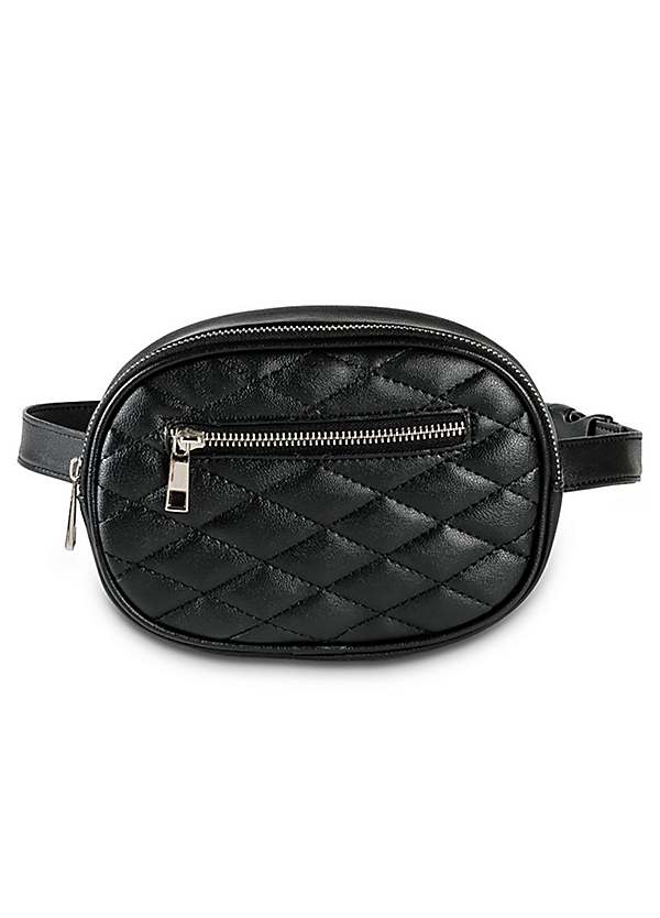 white quilted bum bag