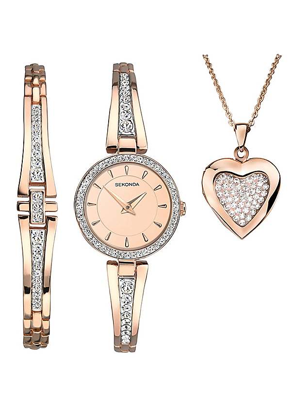 Sekonda watch bracelet and necklace clearance set