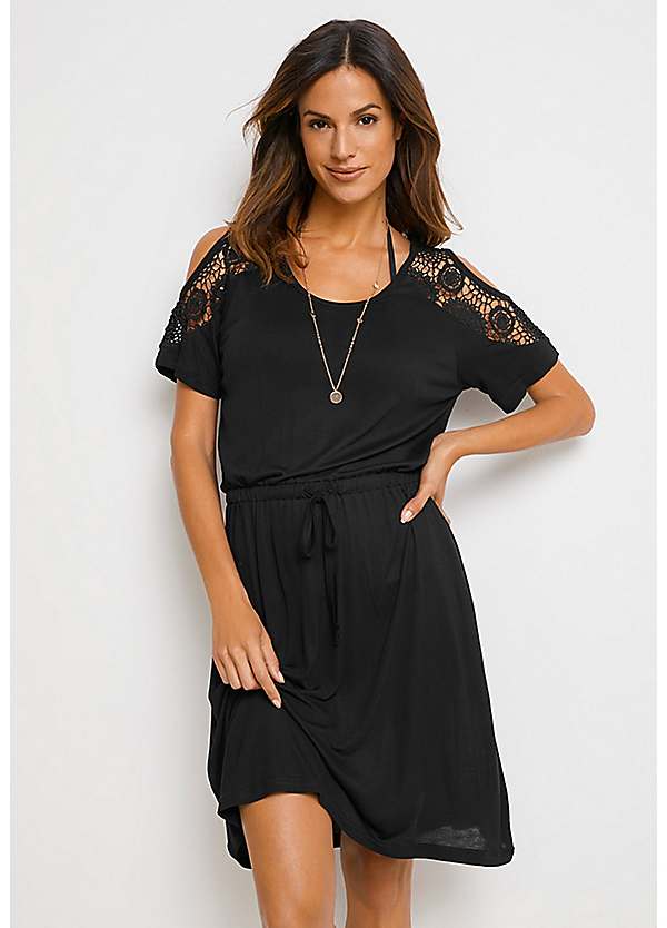 bonprix Short Lace Sleeve Beach Dress