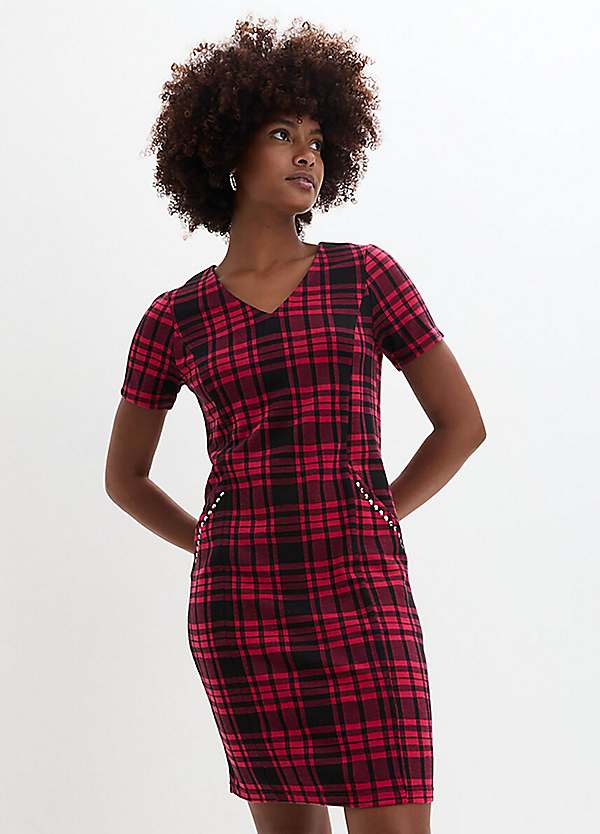Short Sleeve Jersey Check Mini Dress by bonprix | bonprix
