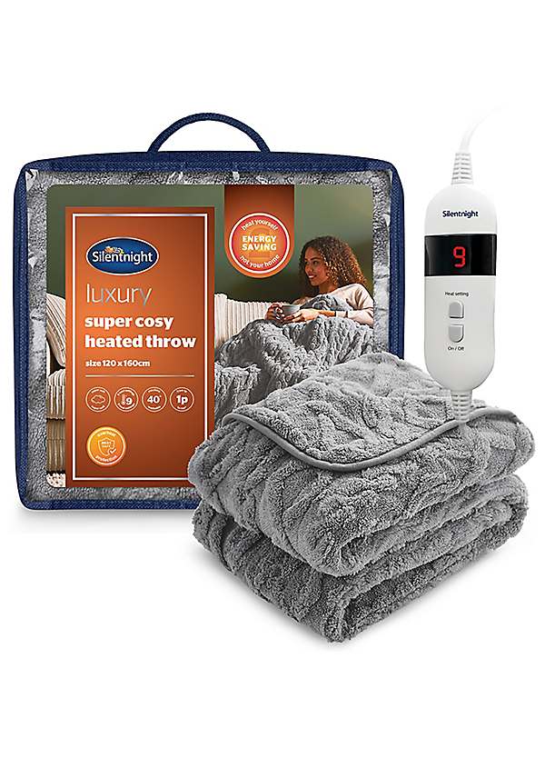 Silentnight Luxury Super Cosy Heated Fleece Throw Charcoal