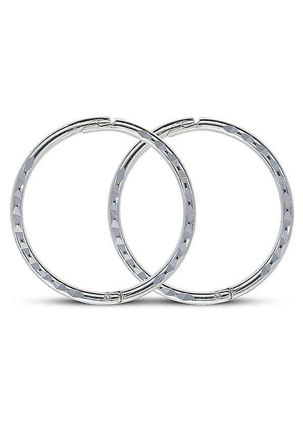 Sterling Silver 13mm Diamond Cut Sleeper Earrings | bonprix