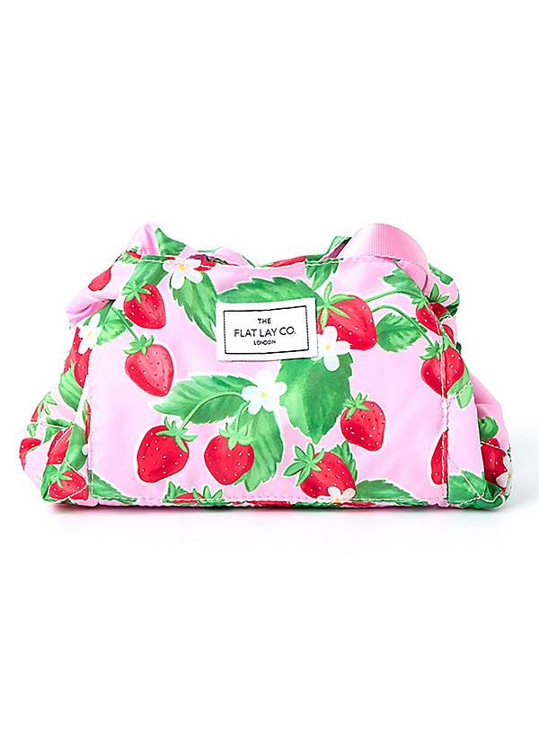 The Flat Lay Co Summer Strawberries Drawstring Makeup Bag