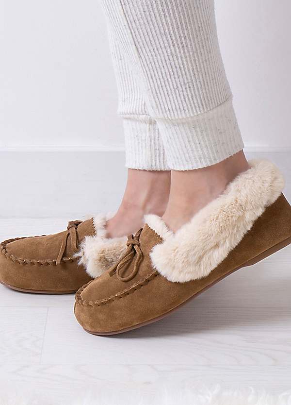 Faux fur moccasin on sale slippers