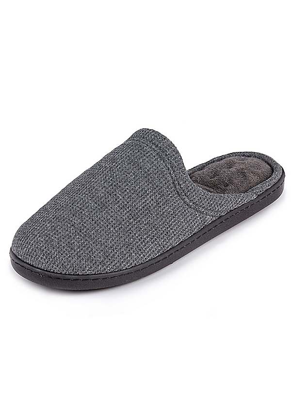 Totes Isotoner Men s Charcoal Waffle Mule Slippers bonprix