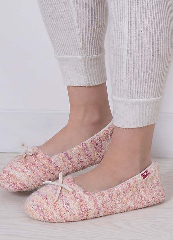 Totes Toasties Ladies Knitted Ballet Pink Slippers bonprix