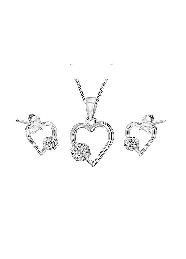 Sterling silver cubic zirconia heart clearance pendant