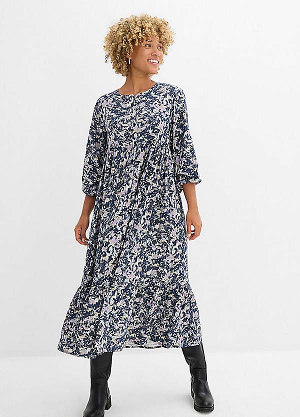Wide-Cut Flared Midi Dress by bonprix | bonprix Wide-Cut Flared Midi Dress by bonprix | bonprix