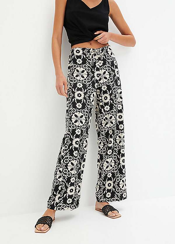 bonprix Wide Leg Pull-On Trousers