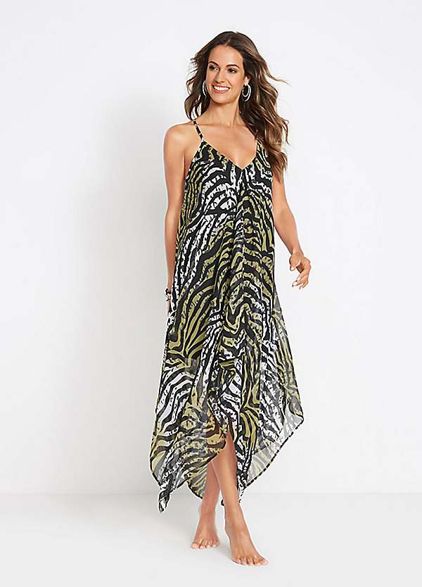 zebra print beach dress MME. ZEBRA PALM Beach Dress