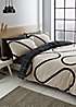 bonprix Catherine Lansfield Linear Curve Geometric Black Duvet Cover & Pillowcase Set