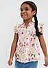 bonprix Kids Floral Ruffle Short Sleeve Top