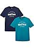 bonprix Pack of 2 Print Short Sleeve T-Shirts