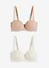 bonprix Pack of 2 Underwired Organic Cotton Strapless Bras