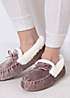 bonprix Totes Ladies Velour Moccasin Mink Slippers