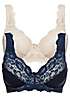bonprix Underwired Pack of 2 Lace Trim Minimiser Bras